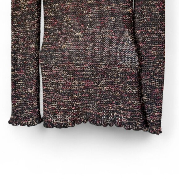 BCBGMaxAzria Button Front V-Neck Cardigan Marled Black Red Gold  Casual Chic - Picture 7 of 10